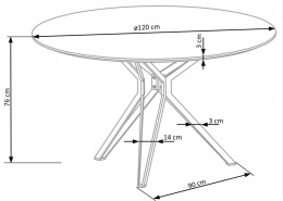 Halmar stół okrągły PIXEL biały MDF lakierowany stal malowana czarny fi120