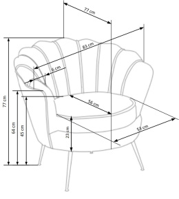 Halmar AMORINITO fotel wypoczynkowy ciemny zielony / złoty materiał: tkanina velvet/ stal chromowana