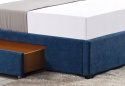 HALMAR łóżko dwuosobowe MERIDA z szufladą tapicerka tkanina niebieski lite drewno czarny 160x200