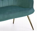 Halmar sofa kanapa tapicerowana CASTEL 2XL velvet ciemny zielony/ nogi złoty stal chromowana