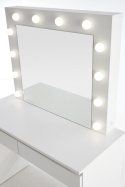 Halmar toaletka HOLLYWOOD płyta meblowa okleinowana biały, oświetlenie LED z lustrem