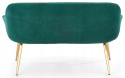 Halmar sofa ELEGANCE 2 XL tapicerka tkanina - ciemny zielony, nogi - stal malowana złote