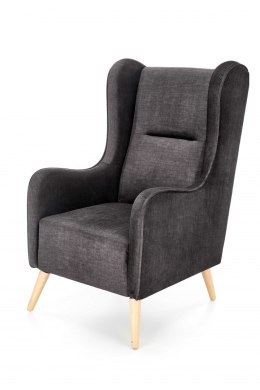CHESTER 2 fotel wypoczynkowy antracytowy (tkanina 17. Charcoal) - tapicerowany szary - nogi drewno lite - fotel uszak