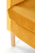 Halmar CLUBBY 2 fotel wypoczynkowy musztardowy / naturalny - tapicerowany - nogi drewno lite - poduszka na siedzisku - kubełkowy