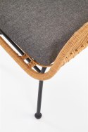 Halmar IKARO fotel czarny / naturalny / popielaty - metal, rattan syntetyczny, tkanina