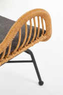 Halmar IKARO fotel czarny / naturalny / popielaty - metal, rattan syntetyczny, tkanina