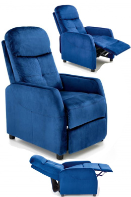Halmar FELIPE 2 fotel wypoczynkowy rozkładany granatowy, materiał: tkanina velvet