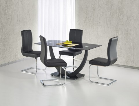 STÓŁ PROSTOKĄTNY ANTON 140x80 Halmar CZARNY BLAT SZKLANY CZARNY PODSTAWA STAL MALOWANA STÓŁ PROSTOKĄTNY ANTON 140x80 Halmar CZARNY BLAT SZKLANY CZARNY PODSTAWA STAL MALOWANA