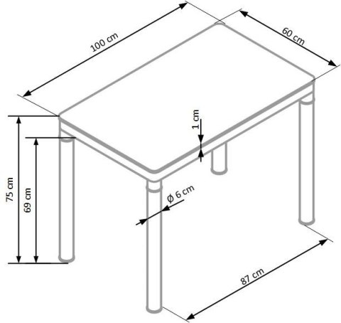 Halmar stół prostokątny ARGUS szkło mleczny stal malowana biały 100x60 Halmar stół prostokątny ARGUS szkło mleczny stal malowana biały 100x60