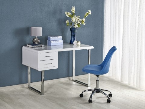 BIURKO B30 Halmar MDF lakier BIAŁY WYSOKI POŁYSK STAL CHROMOWANA 2 szuflady BIURKO B30 Halmar MDF lakier BIAŁY WYSOKI POŁYSK STAL CHROMOWANA 2 szuflady