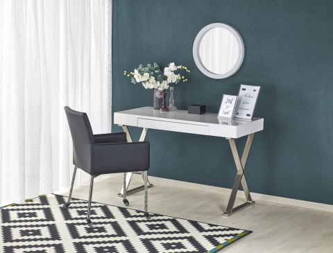 Halmar biurko B31 MDF lakier biały-stal chromowana 120x55, szuflada Halmar biurko B31 MDF lakier biały-stal chromowana 120x55, szuflada