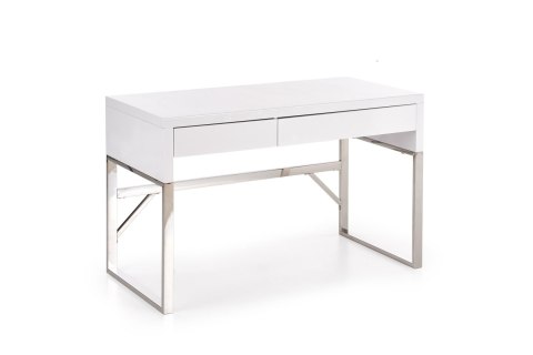 BIURKO Z SZUFLADAMI B32 Halmar MDF lakierowany WYSOKI POŁYSK BIAŁE / STAL NIERDZEWNA 2 szuflady 120x60 BIURKO Z SZUFLADAMI B32 Halmar MDF lakierowany WYSOKI POŁYSK BIAŁE / STAL NIERDZEWNA 2 szuflady 120x60