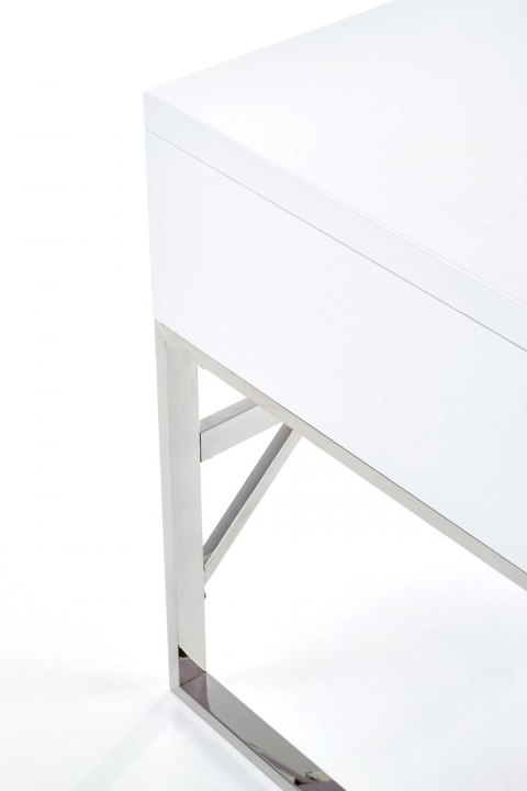 BIURKO Z SZUFLADAMI B32 Halmar MDF lakierowany WYSOKI POŁYSK BIAŁE / STAL NIERDZEWNA 2 szuflady 120x60 BIURKO Z SZUFLADAMI B32 Halmar MDF lakierowany WYSOKI POŁYSK BIAŁE / STAL NIERDZEWNA 2 szuflady 120x60