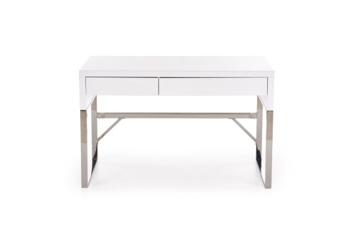 BIURKO Z SZUFLADAMI B32 Halmar MDF lakierowany WYSOKI POŁYSK BIAŁE / STAL NIERDZEWNA 2 szuflady 120x60 BIURKO Z SZUFLADAMI B32 Halmar MDF lakierowany WYSOKI POŁYSK BIAŁE / STAL NIERDZEWNA 2 szuflady 120x60