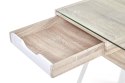 BIURKO Z SZUFLADAMI B33 Halmar DĄB SONOMA / BIAŁE materiał: MDF laminowany / STAL malowana proszkowo / BLAT SZKŁO BIURKO Z SZUFLADAMI B33 Halmar DĄB SONOMA / BIAŁE materiał: MDF laminowany / STAL malowana proszkowo / BLAT SZKŁO