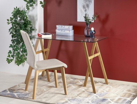 Halmar biurko B35 nogi dąb miodowy-stal malowana, szkło 120x60, szkło Halmar biurko B35 nogi dąb miodowy-stal malowana, szkło 120x60, szkło