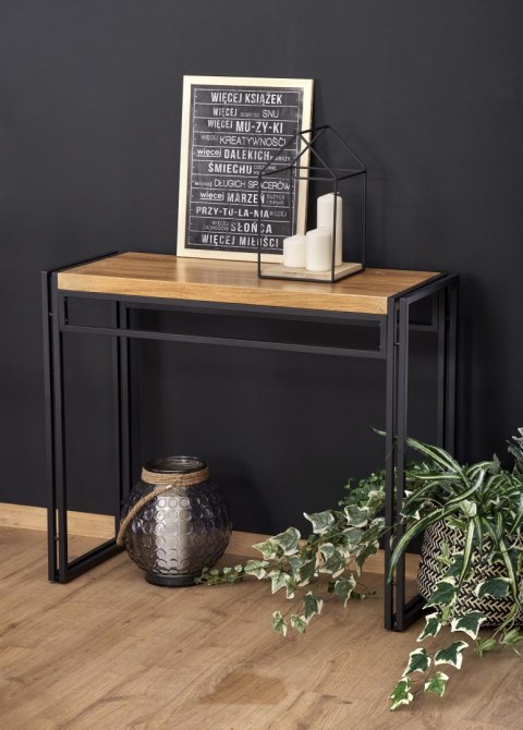 Halmar konsolka BOLIVAR KN1 MDF fornir dąb złoty / czarny stal 90x35 Halmar konsolka BOLIVAR KN1 MDF fornir dąb złoty / czarny stal 90x35