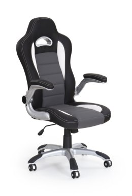 Halmar LOTUS fotel gabinetowy obrotowy czarno-popielaty ekoskóra TILT gamingowy krzesło do biurka Gamingowe