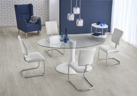 Halmar CORAL stół biały, blat - bezbarwny Halmar CORAL stół biały, blat - bezbarwny
