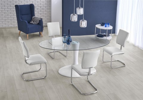 Halmar CORAL stół biały, blat - bezbarwny Halmar CORAL stół biały, blat - bezbarwny