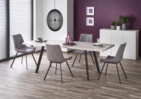 HALMAR stół DALLAS rozkładany czarny stelaż stal malowana blat MDF laminowany - marmur 160-220x90 HALMAR stół DALLAS rozkładany czarny stelaż stal malowana blat MDF laminowany - marmur 160-220x90