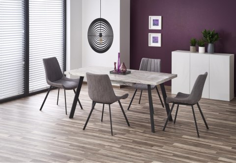 HALMAR stół DALLAS rozkładany czarny stelaż stal malowana blat MDF laminowany - marmur 160-220x90 HALMAR stół DALLAS rozkładany czarny stelaż stal malowana blat MDF laminowany - marmur 160-220x90