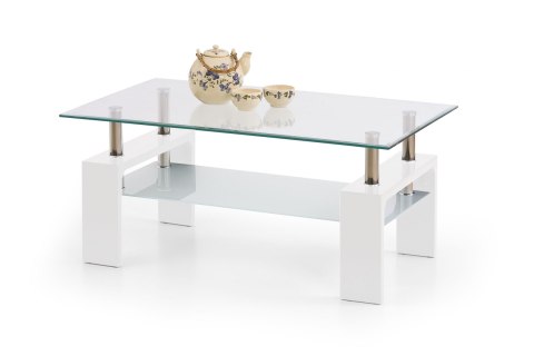 Halmar ława szkłana DIANA INTRO prostokątna biała MDF laminowany szkło bezbarwny z półką 100x60 Halmar ława szkłana DIANA INTRO prostokątna biała MDF laminowany szkło bezbarwny z półką 100x60