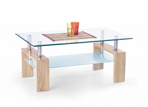 Halmar ława z półką DIANA INTRO MDF laminowany dąb sonoma blat i półka szkło transparentny 100x60 Halmar ława z półką DIANA INTRO MDF laminowany dąb sonoma blat i półka szkło transparentny 100x60