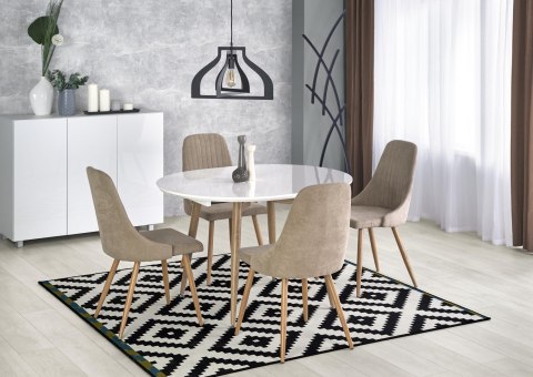 HALMAR stół EDWARD rozkładany biały / dąb san remo MDF lakierowany MDF laminowany nogi stal malowana Dąb san remo 120-200x100 HALMAR stół EDWARD rozkładany biały / dąb san remo MDF lakierowany MDF laminowany nogi stal malowana Dąb san remo 120-200x100