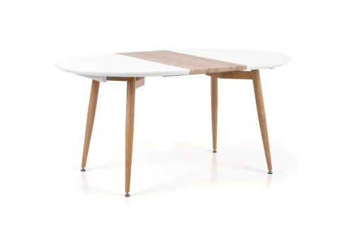 HALMAR stół EDWARD rozkładany biały / dąb san remo MDF lakierowany MDF laminowany nogi stal malowana Dąb san remo 120-200x100 HALMAR stół EDWARD rozkładany biały / dąb san remo MDF lakierowany MDF laminowany nogi stal malowana Dąb san remo 120-200x100