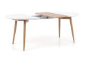 HALMAR stół EDWARD rozkładany biały / dąb san remo MDF lakierowany MDF laminowany nogi stal malowana Dąb san remo 120-200x100 HALMAR stół EDWARD rozkładany biały / dąb san remo MDF lakierowany MDF laminowany nogi stal malowana Dąb san remo 120-200x100