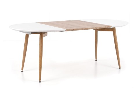HALMAR stół EDWARD rozkładany biały / dąb san remo MDF lakierowany MDF laminowany nogi stal malowana Dąb san remo 120-200x100 HALMAR stół EDWARD rozkładany biały / dąb san remo MDF lakierowany MDF laminowany nogi stal malowana Dąb san remo 120-200x100