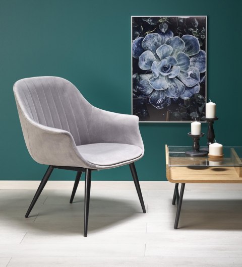 Halmar ELEGANCE fotel wypoczynkowy tapicerka - popielaty, nogi - czarny Halmar ELEGANCE fotel wypoczynkowy tapicerka - popielaty, nogi - czarny