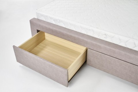 Halmar łóżko EVORA 160x200 cm beżowy tkanina lite drewno orzech z szufladami Halmar łóżko EVORA 160x200 cm beżowy tkanina lite drewno orzech z szufladami