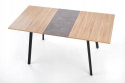 Halmar stół prostokątny rozkładany ALBON MDF fornir dąb sonoma/popielaty, nogi stal malowana proszkowo czarny 120-160x80