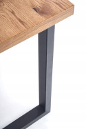Halmar HORUS stół rozkładany 126-206 prostokątny Dąb płyta fornirowana obrzeża lite drewno, podstawa Czarna metal