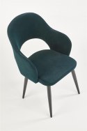 Halmar K364 krzesło Ciemno zielone tkanina velvet stelaż metal Czarny