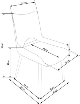 Halmar K369 krzesło Ciemno Szare tkanina/Czarne metal