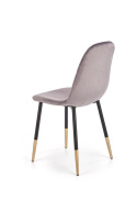 Halmar K379 krzesło do jadalni Popielate tkanina velvet/stelaż metal Czarny+Złoty Halmar K379 krzesło do jadalni Popielate tkanina velvet/stelaż metal Czarny+Złoty