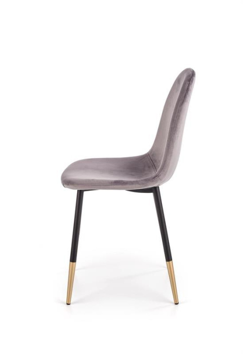 Halmar K379 krzesło do jadalni Popielate tkanina velvet/stelaż metal Czarny+Złoty Halmar K379 krzesło do jadalni Popielate tkanina velvet/stelaż metal Czarny+Złoty