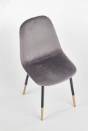 Halmar K379 krzesło do jadalni Popielate tkanina velvet/stelaż metal Czarny+Złoty Halmar K379 krzesło do jadalni Popielate tkanina velvet/stelaż metal Czarny+Złoty