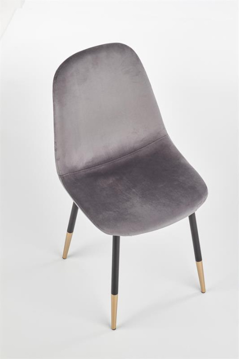 Halmar K379 krzesło do jadalni Popielate tkanina velvet/stelaż metal Czarny+Złoty Halmar K379 krzesło do jadalni Popielate tkanina velvet/stelaż metal Czarny+Złoty