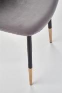Halmar K379 krzesło do jadalni Popielate tkanina velvet/stelaż metal Czarny+Złoty Halmar K379 krzesło do jadalni Popielate tkanina velvet/stelaż metal Czarny+Złoty