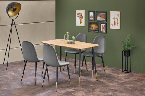 Halmar K379 krzesło do jadalni Popielate tkanina velvet/stelaż metal Czarny+Złoty Halmar K379 krzesło do jadalni Popielate tkanina velvet/stelaż metal Czarny+Złoty