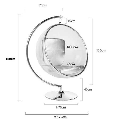 King Home Fotel BUBBLE STAND poduszka biała - podstawa chrom, korpus akryl, poduszka ekoskóra King Home Fotel BUBBLE STAND poduszka biała - podstawa chrom, korpus akryl, poduszka ekoskóra