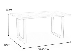HALMAR stół PEREZ rozkładany 160-250 płyta fornirowana, na obrzeżach drewno lite Dąb nogi czarne