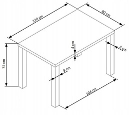Halmar RONALD stół prostokątny biały 120x80 MDF lakierowany