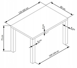 Halmar RONALD stół biały rozkładany 120÷160/80 MDF lakierowany