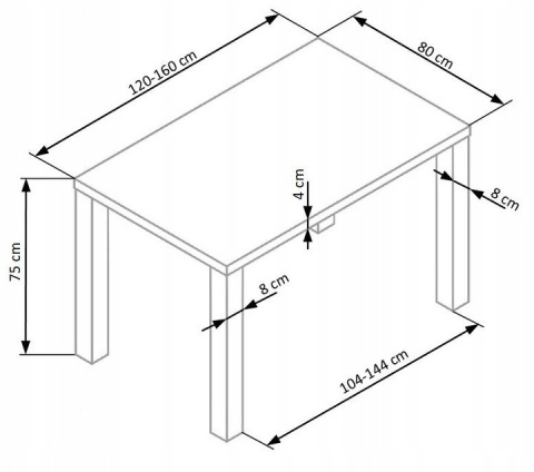 Halmar RONALD stół biały rozkładany 120÷160/80 MDF lakierowany Halmar RONALD stół biały rozkładany 120÷160/80 MDF lakierowany