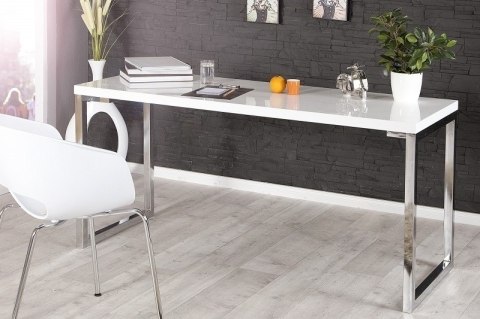 Invicta Interior INVICTA biurko VERK 140x60 białe MDF lakierowany, nogi stal chromowana Invicta Interior INVICTA biurko VERK 140x60 białe MDF lakierowany, nogi stal chromowana
